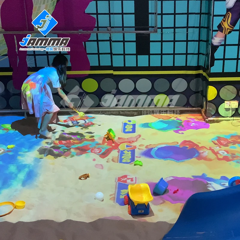 AR Interactive sand beach projection sand pond children sand beach fishing game for shopping mall