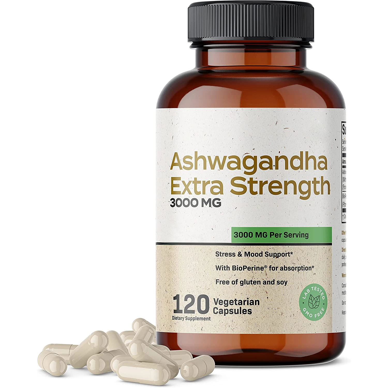 Custom Ashwagandha Capsules Sleep Pills Stress Relief Mood Support KSM 66 Ashwagandha Capsules Strength 3000mg Energy Support