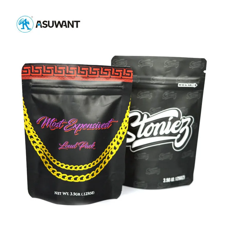Custom Printed Logo Storage Laminated Candy Sealable Child Proof Nicotin Eco Friendly 3.5g Mylar Packing Bag
