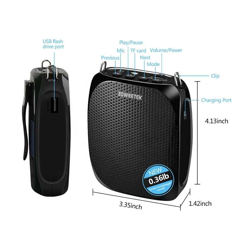 Zoweetek Voice Amplifier with Microphone Headset,1800 mAh Rechargeable Portable Amplifier for Teachers