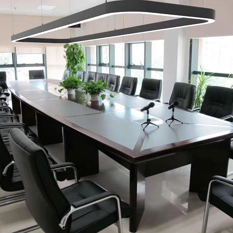 Modern Simple Rectangle LED Linear Chandelier Light 0-10V Dimming Silver Finish Plastic Material Living Room Bulb Included