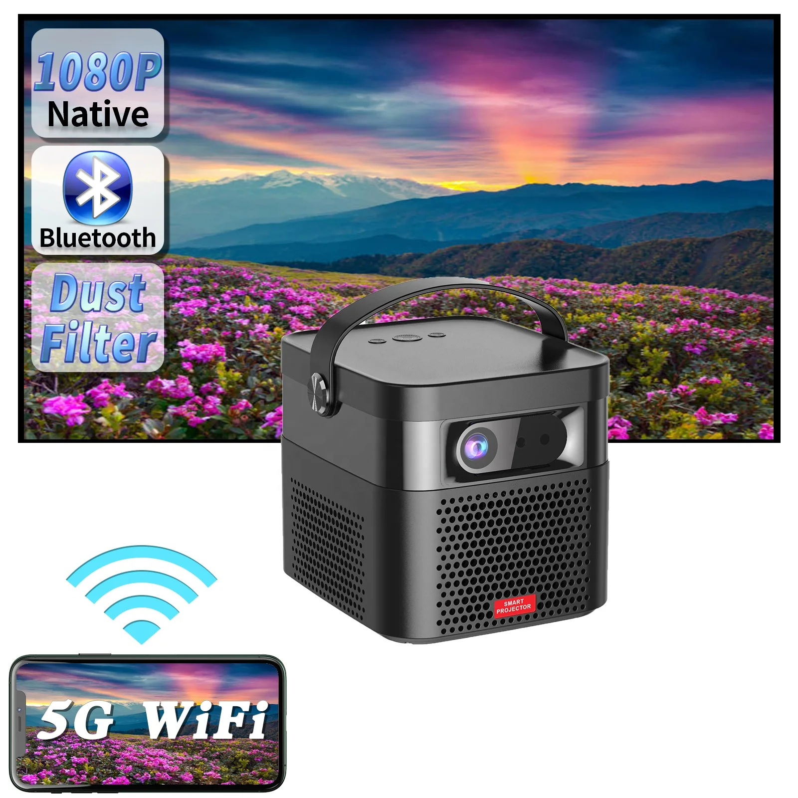 ZAOLIGHTEC P50 Home Theater 4K Ultra clear Projector Living Room 3D Home Projector 300 inch Large Screen