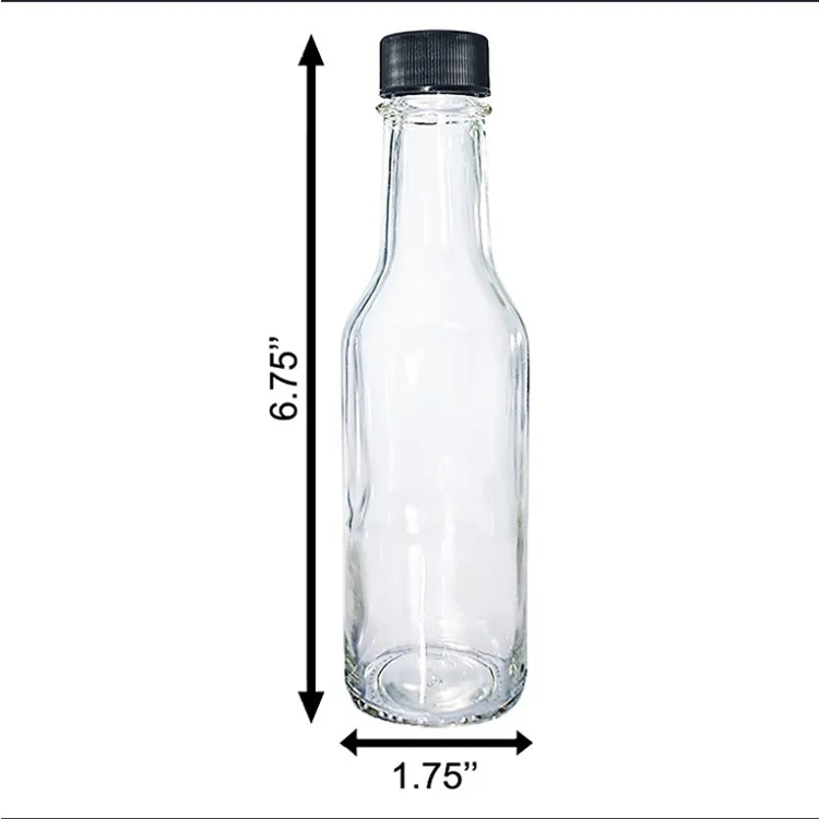 Hot sale 5oz 150ml Bulk chili pepper hot sauce glass bottle with plastic lid
