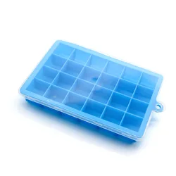 24 Cavity Flexible Stackable Easy Release Food Grade Bpa Free Ice Ball Cube Tray Molds Silicone Ice Cube Tray With Cover