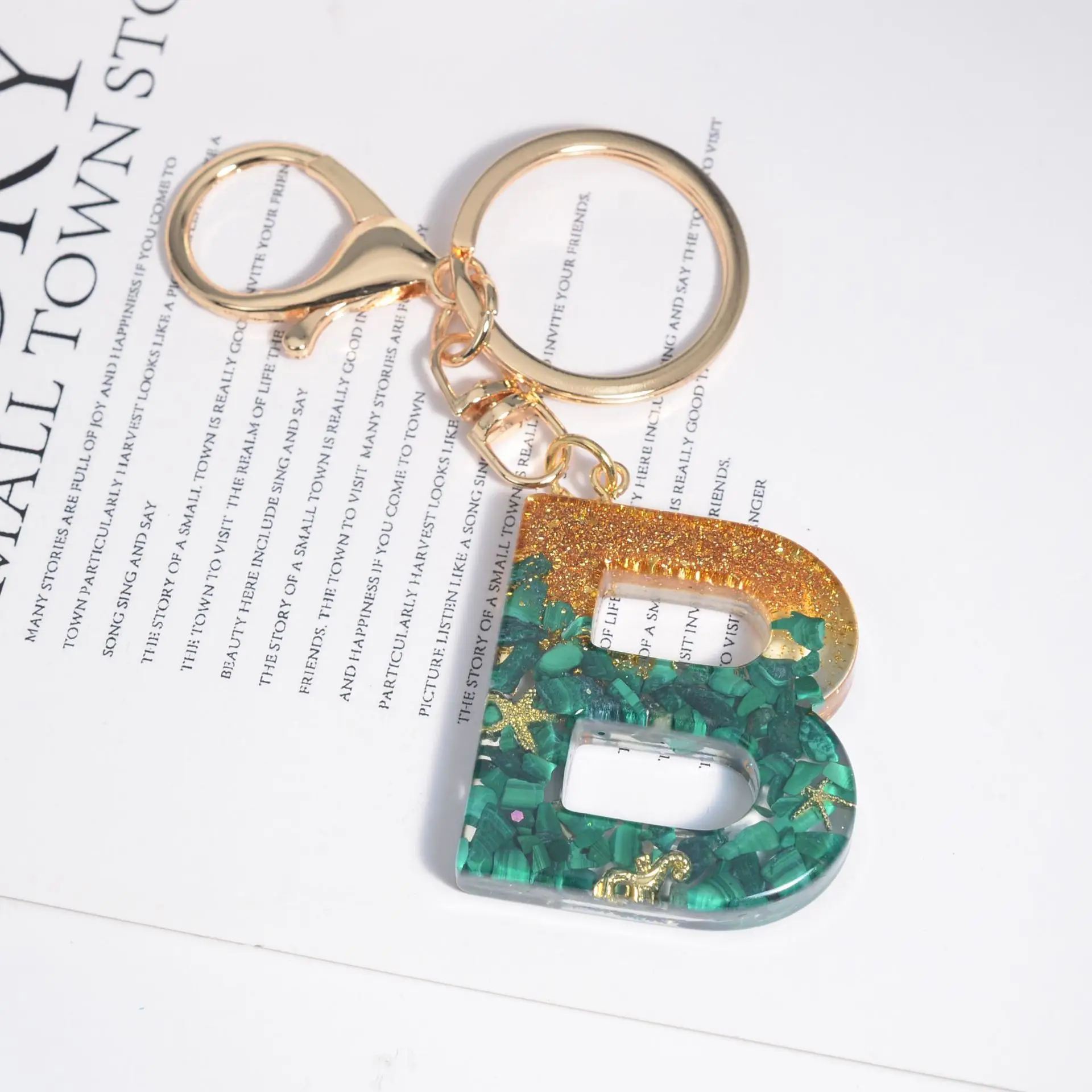 Fashion Shiny Lettering Resin Keychain Epoxy lettering Keychain Bag Pendant 26 Initial keyring girl bag decorative gift