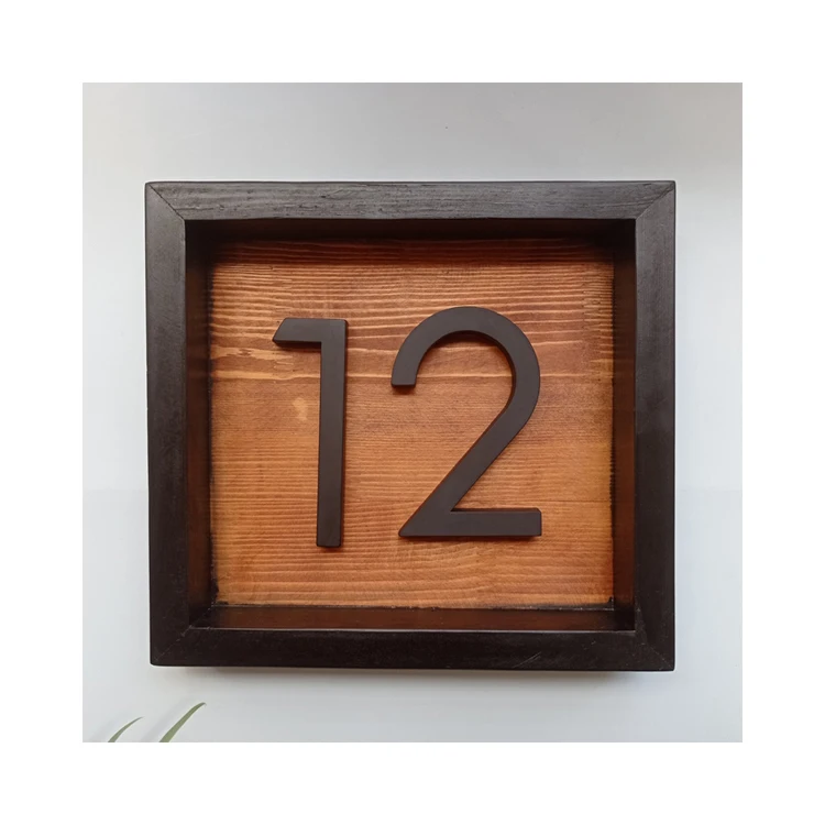 Engraved Modern Floating Outdoor Waterproof Digital House Door Number Sign For Yard