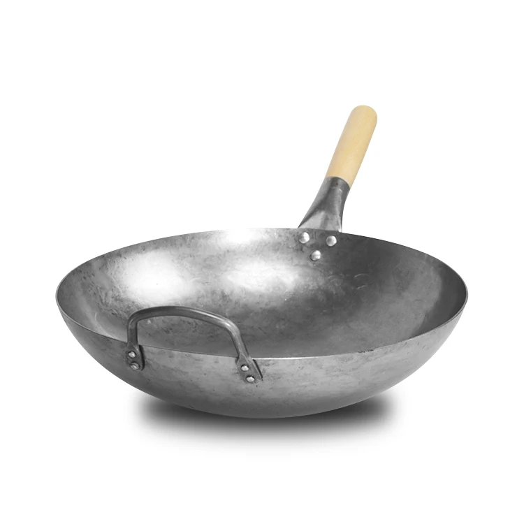 Traditional Chinese Hand made Carbon Steel Wok 2cm Health non-coating Gas Stoves pan wok