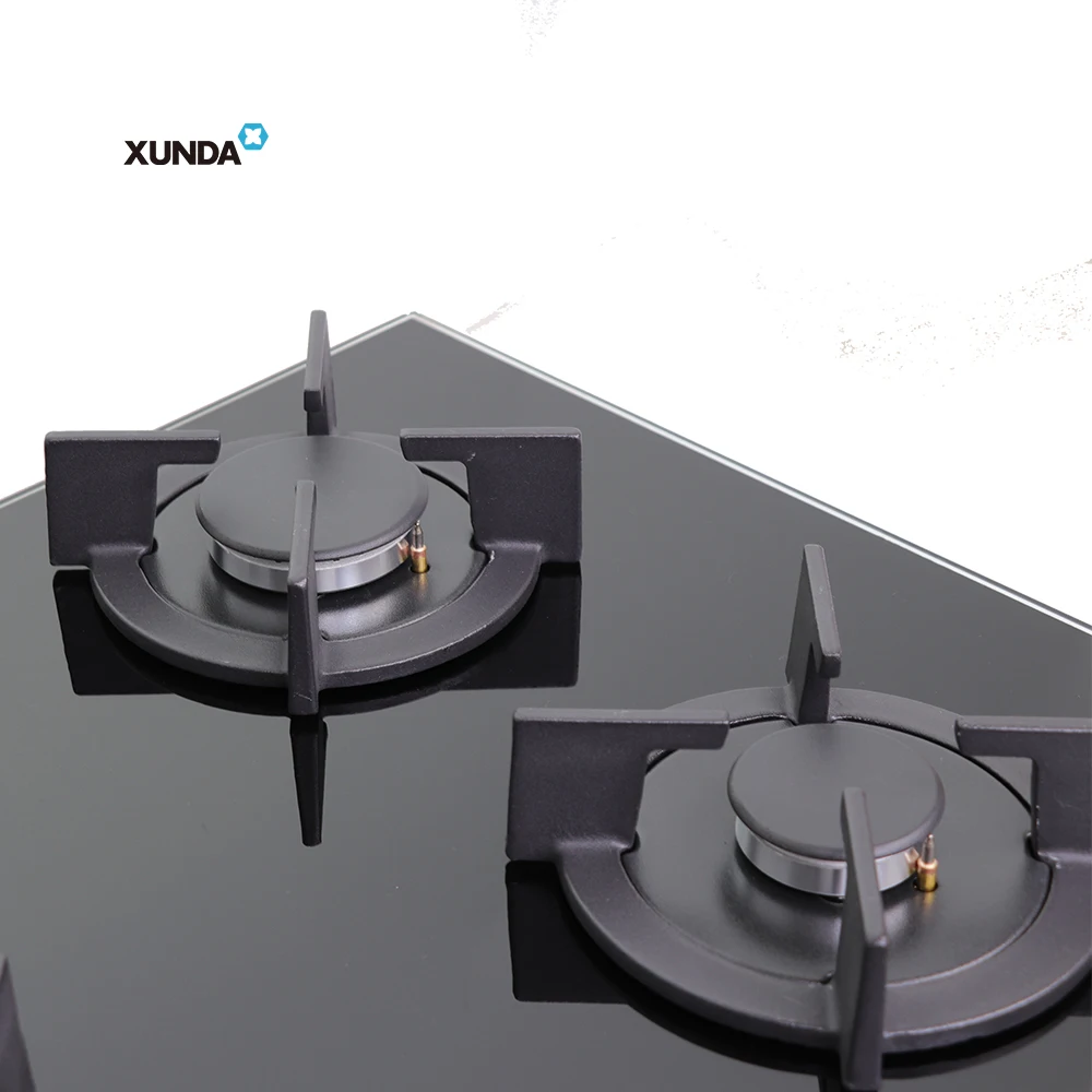 Xunda Commercial Glass Top Gass Stove Equipment Built-In Four Burners Gas Hob 4 Burner Stove Gas Cooker
