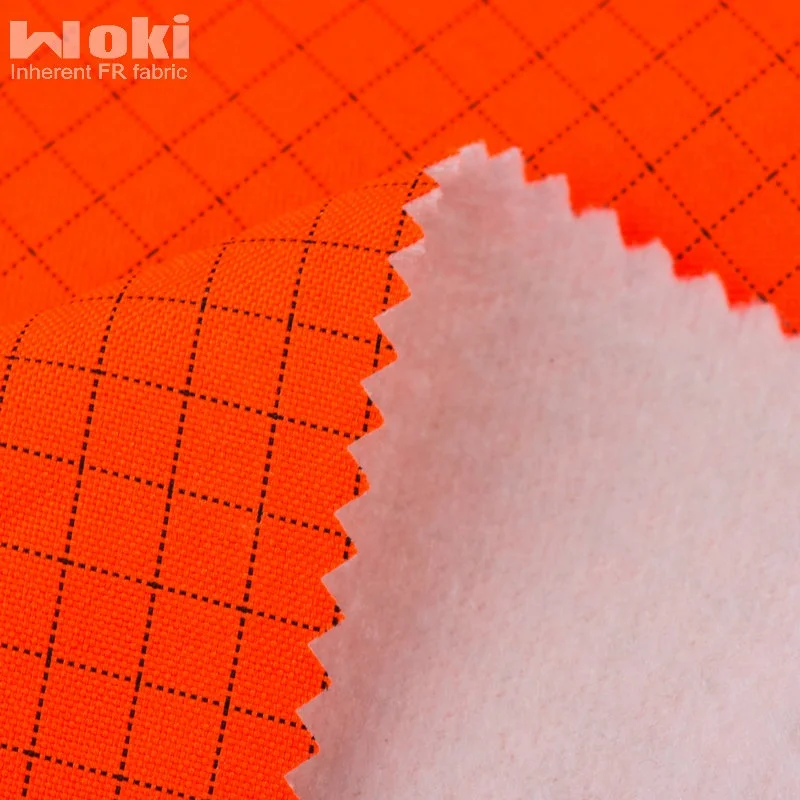 FR антистатический непромокаемым ламинированным флис ткань из высоко-видимая оранжевого цвета