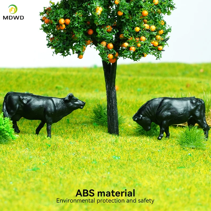 Model Trains Railway HO Scale 1:87 Model Black Cow Animals Painted Figures Train Layout Diorama