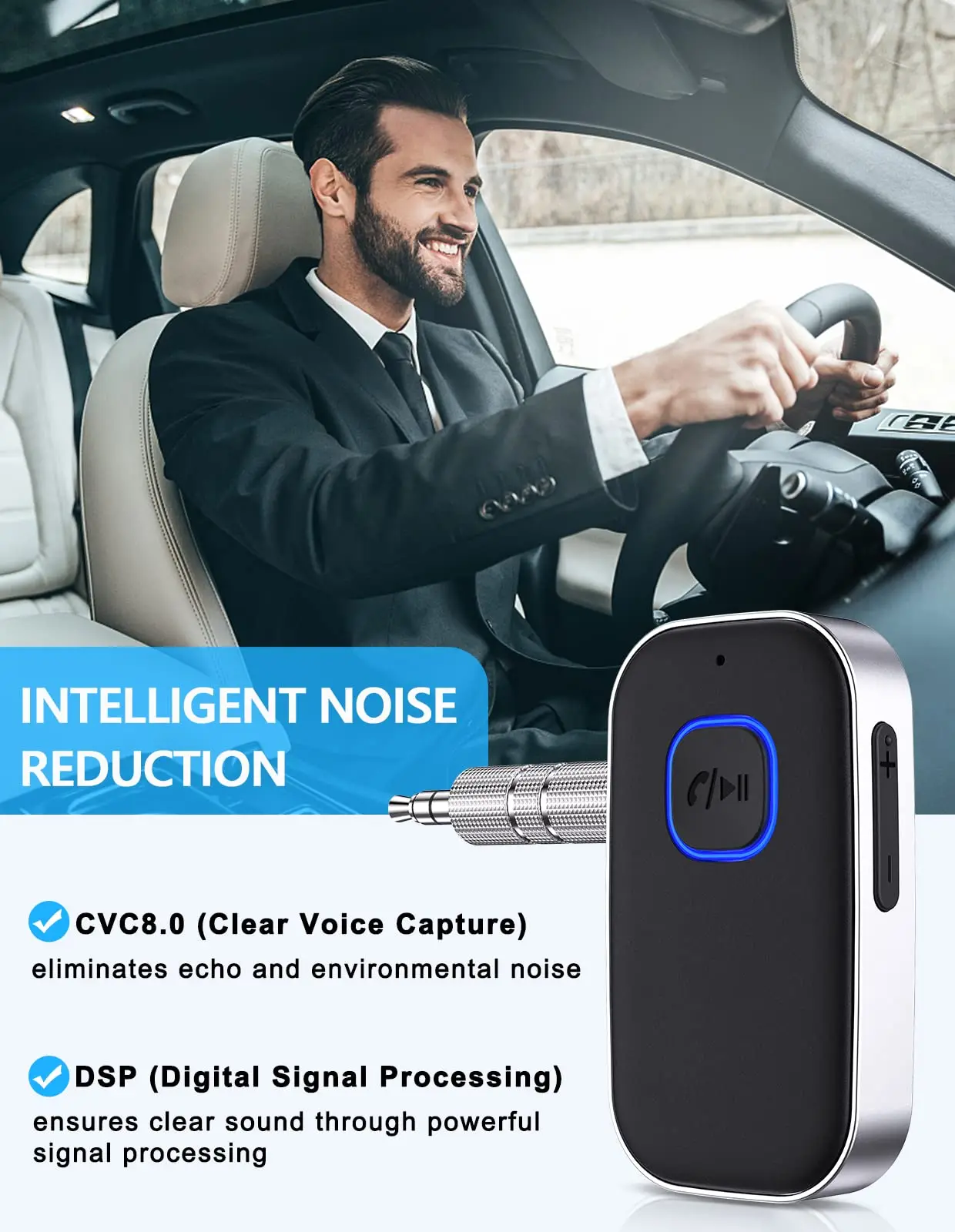 Автомобильный приемник Bluetooth 5 0 адаптер AUX с шумоподавлением музыкальный для дома