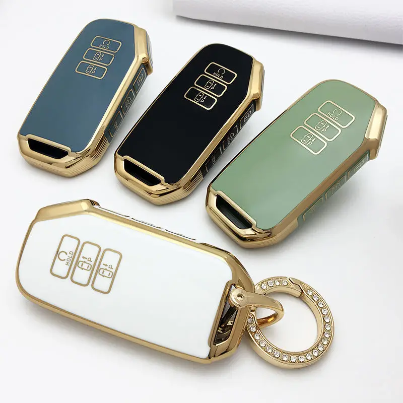 2022 NEW 7 Button TPU Car Remote Key Case Cover Shell for Kia Sorento MQ4 2020 2021 Gold Edge Key Shell High Quality Keychain