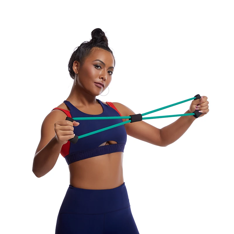 Wholesale 8 Shape Resistance Band Tube Chest Yoga Pilates Functional Resistance Band Indoor Yoga Rope Wall Pulley