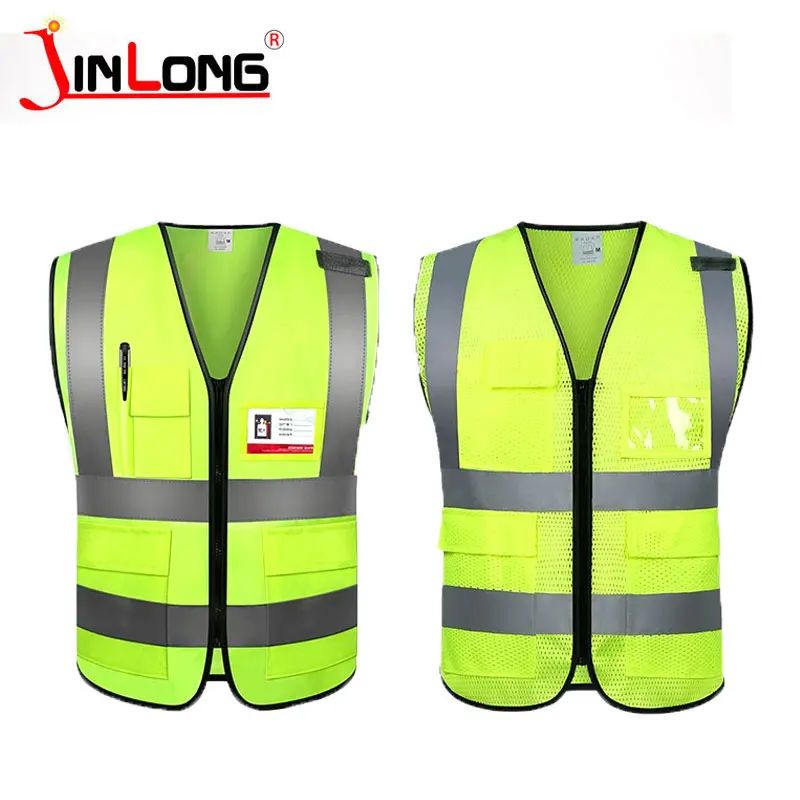 Traffic Safety Reflective Vest Emergency Safety Vest With Pockets And Zipper workers vest