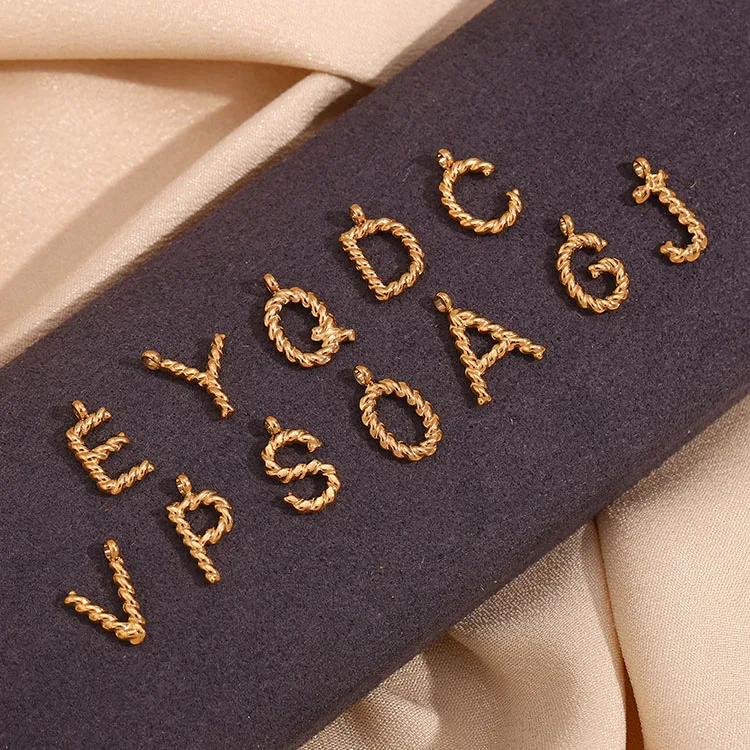 G2866 Wholesale 316L Stainless Steel 18K Gold Plated Pendant Twisted Alphabet Letter Initial Charm Fashion Jewelry Pendants
