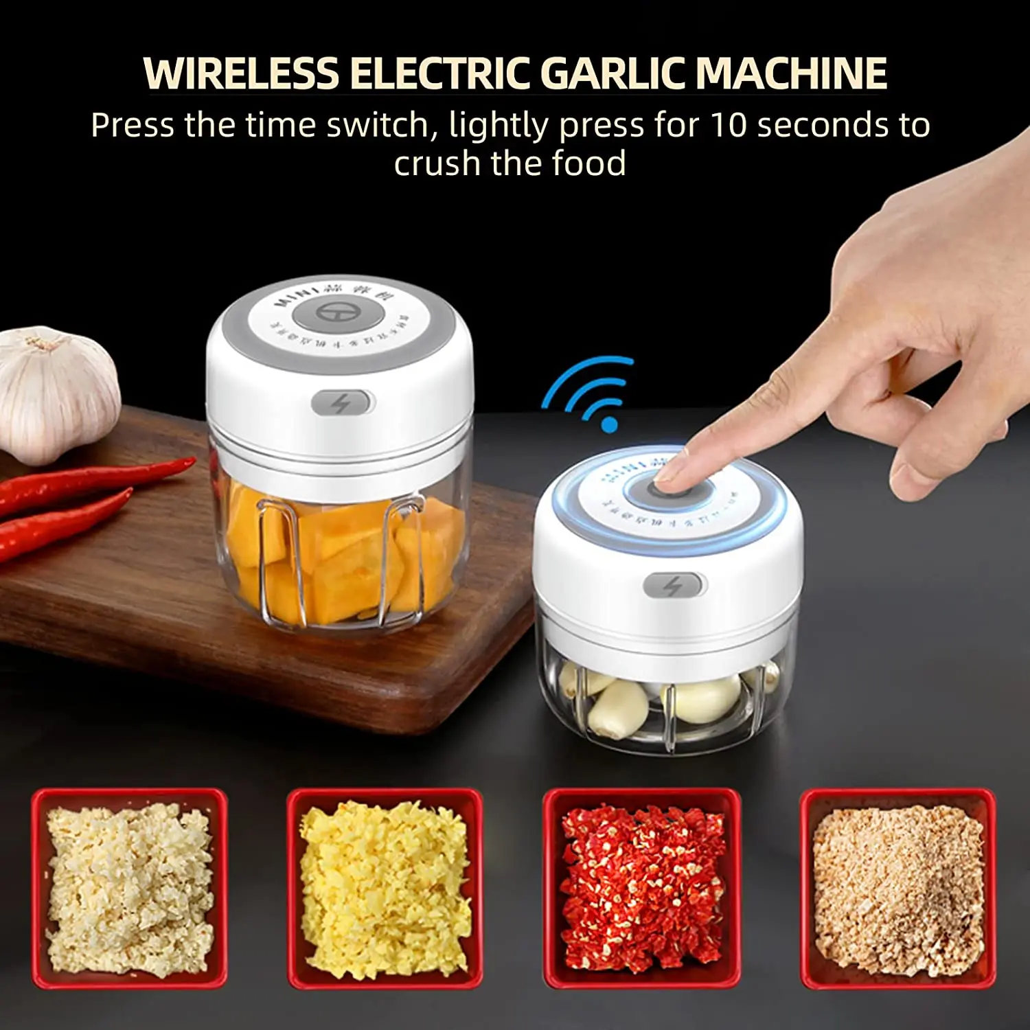 Portable Electric Garlic Press Mini Food Garlic Vegetable Chopper Garlic Press Crusher Kitchen Chopper Meat Grinder Accessories