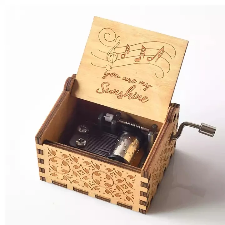 2023 upgrade Hot Selling Wooden Music Box High Quality Hand-cranked Music Box Retro Portable Music Box Factory Wholesale