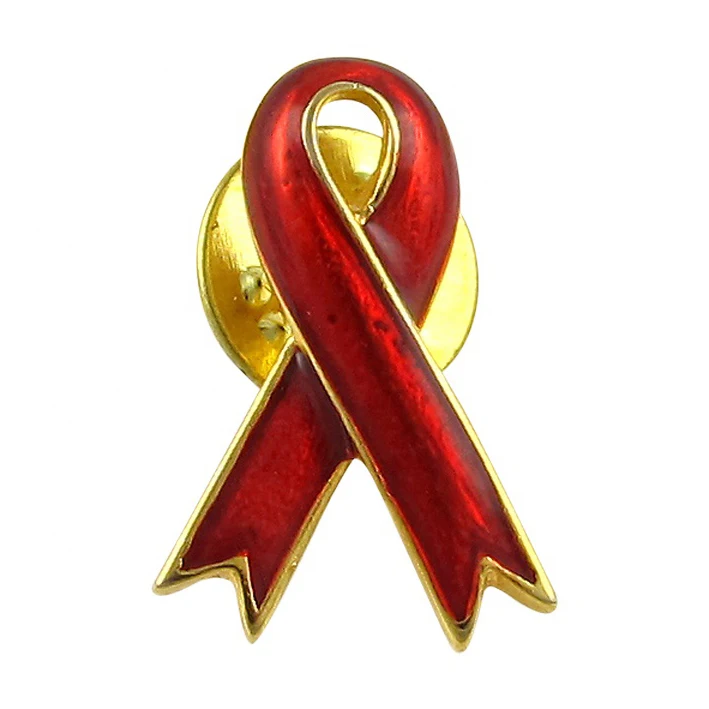 Wholesale Festival Lapel Pins Cancer Badge Awareness Women Pink Blue Red Ribbon Lapel Badge Enamel Pin