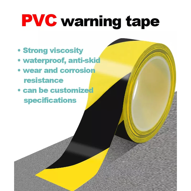 Custom PVC Floor Marking Caution Hazard Lane Safety Warning Esd Adhesive Tape For Industry Ground Sticker Packaging sealing Tape