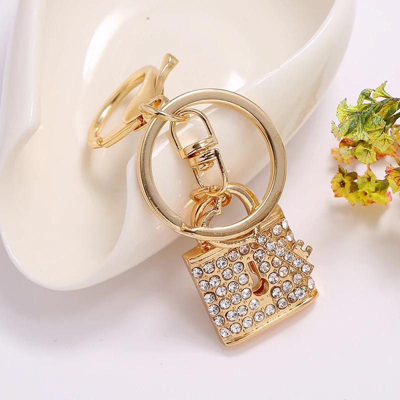 Best Selling Creative Women Key Ring Shiny Rhinestone Key Lock Key Chain Wholesale