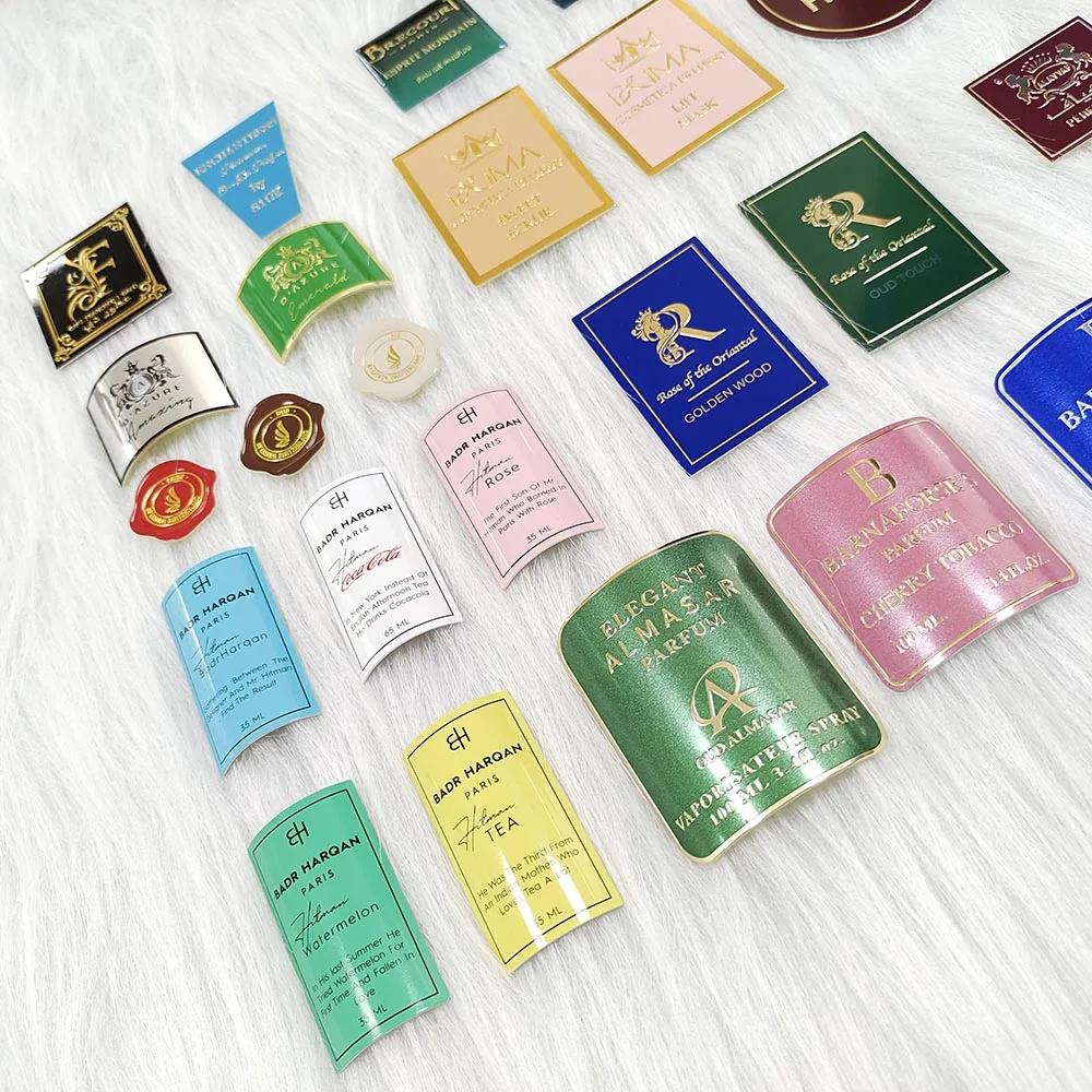 Custom metal logo stickers for perfume bottles gold metal sticker embossed label private logo sticker designers for my brand