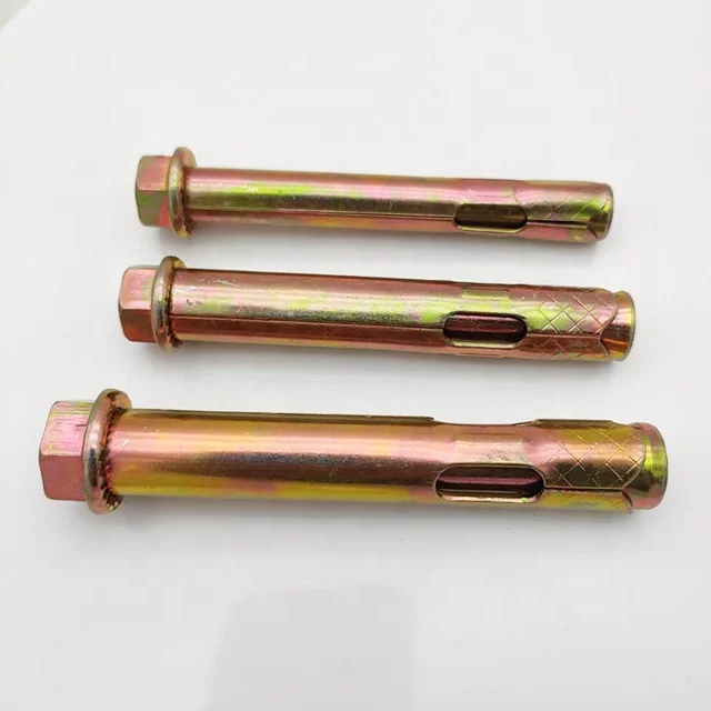 Yellow Zinc Plated Sleeve Anchor Bolts With Hex Flange Nut