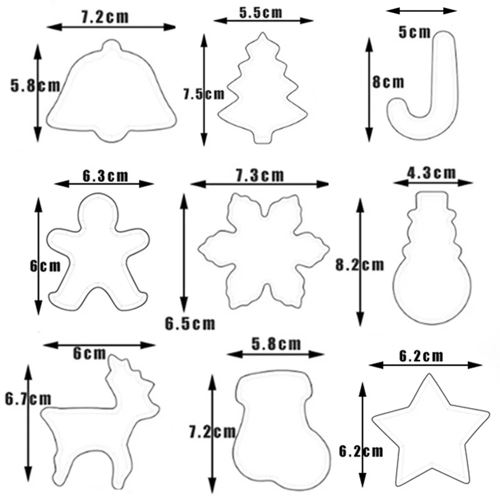 Flypeak wholesale stainless steel 9pcs cookie cutter hot sell bulk cookie cutters DIY 3D biscuit christmas cookie cutter set