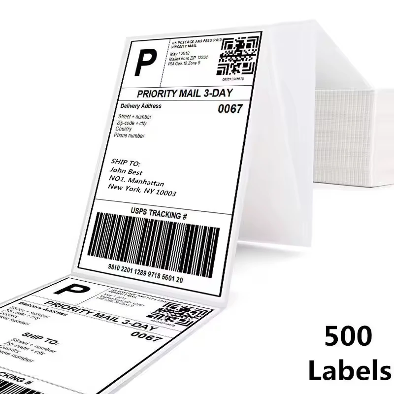 Factory customHigh Quality 4x6 Direct Thermal Address Shipping Labels Printer Compatible 100x150mm Waybill Barcode Sticker Label