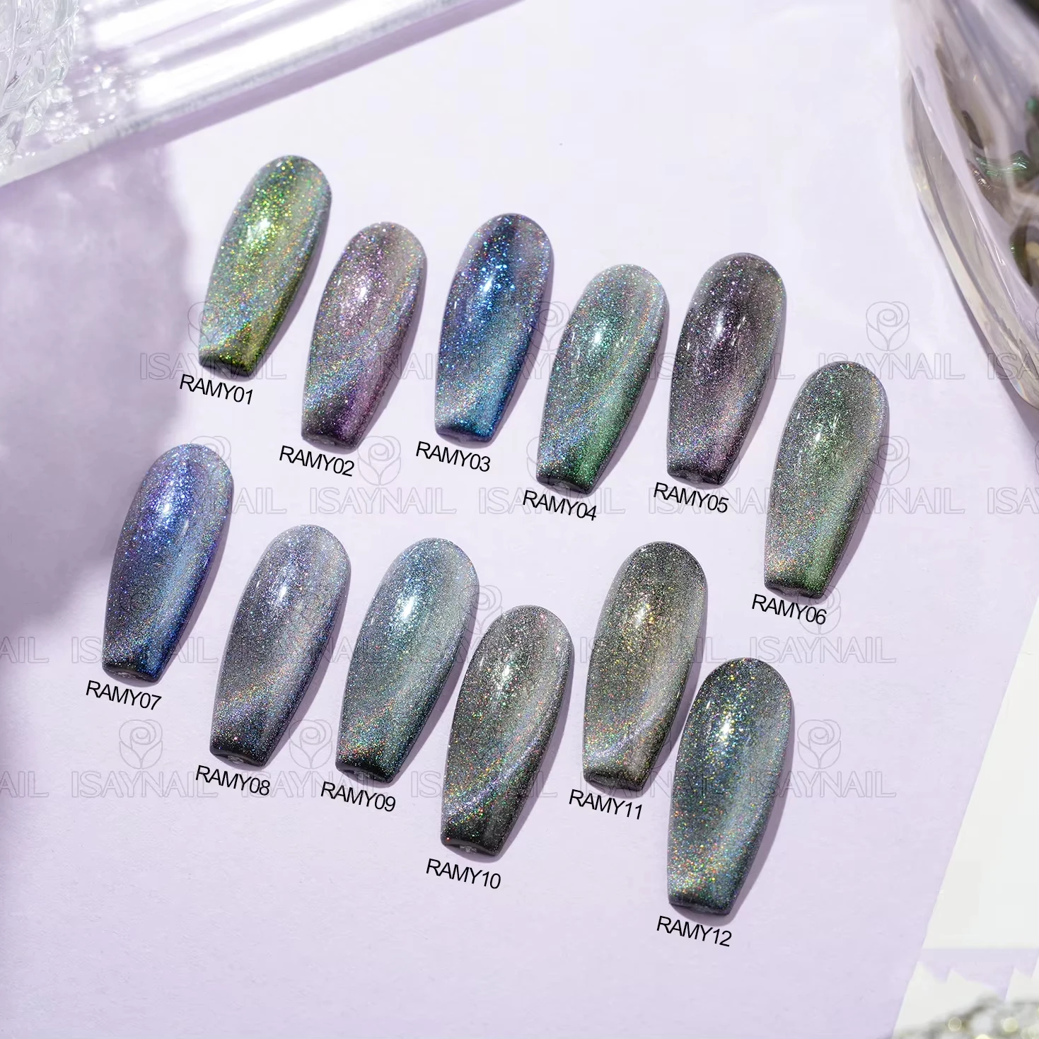 New Arrival Free Sample Art Nails UV Long Lasting Colorful Magnetic Rainbow Cat Eye Gel Polish