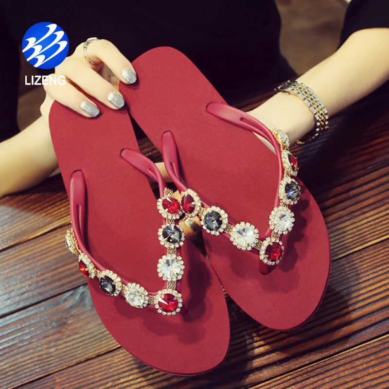 
2020 Rhinestone Beaded Bohemian Dress Flip Flop Slippers For Female 