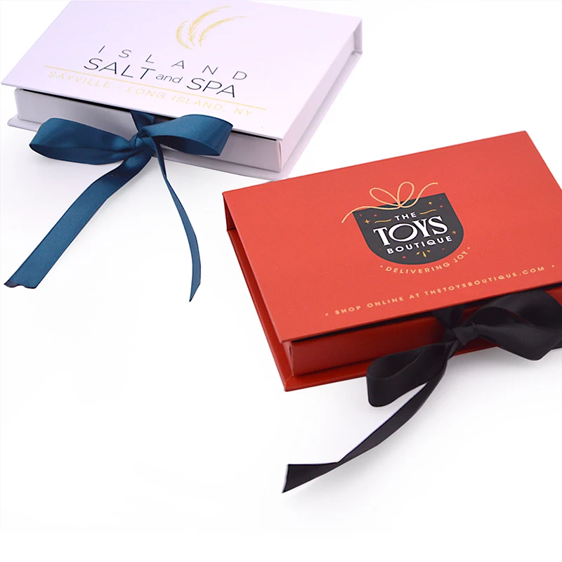 Custom Luxury High Quality Ribbon Flip Business Card Gift Card Boxes Club/VIP Card Box Packaging With Magnetic