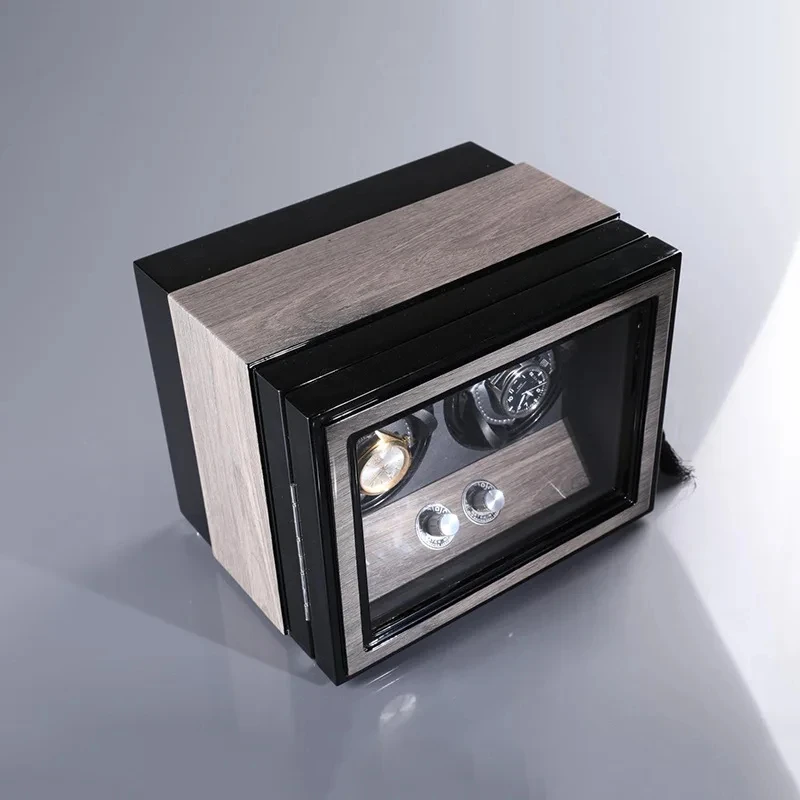 Piano Lacquer 2 Slots Japanese Mabuchi Motor Watch Boxes Case Automatic Watch Winder With Led Light