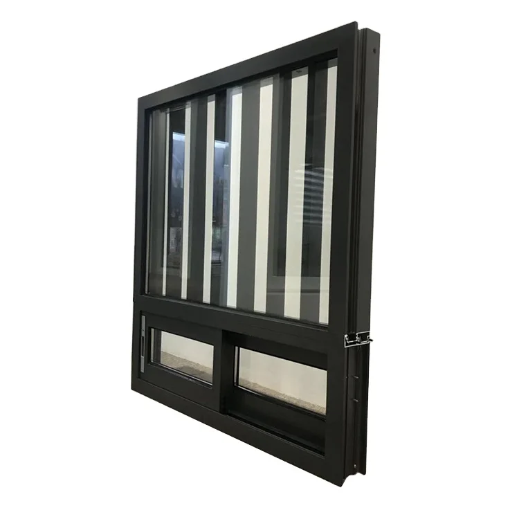 24-hour ticket sales windows Aluminium frame double glass sliding windows with grill design