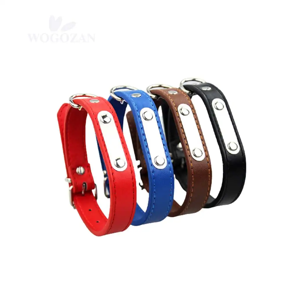 Wogozan Custom Engraved Name Plate Dog Collar Adjustable Personalized Stainless ID Tags Custom Dog Collars