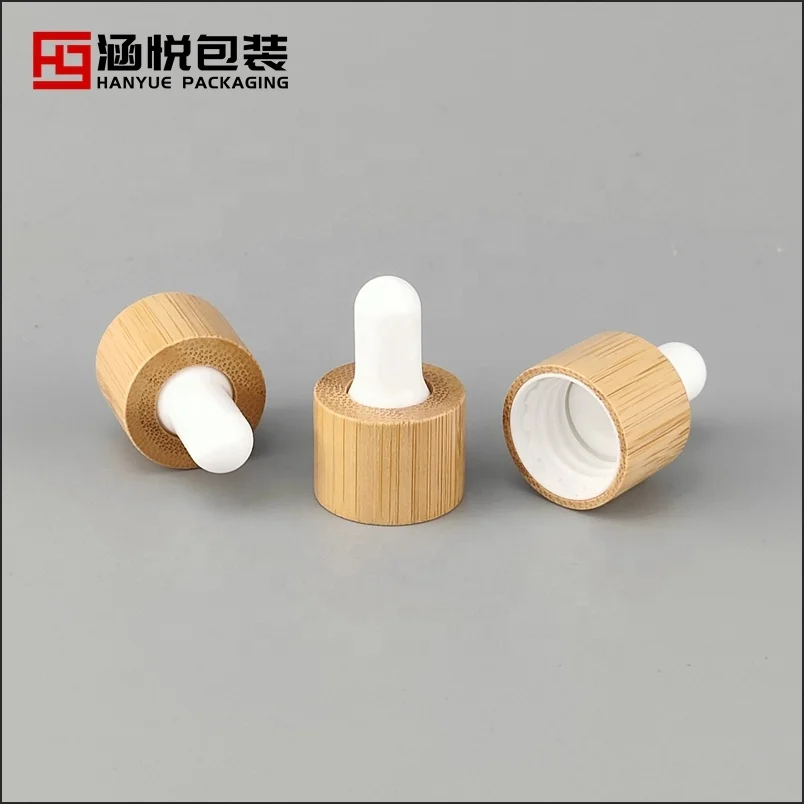 18mm bamboo dropper cap cosmetic dropper serum dropper with glass pipette and wiper plug for essential oil bottle