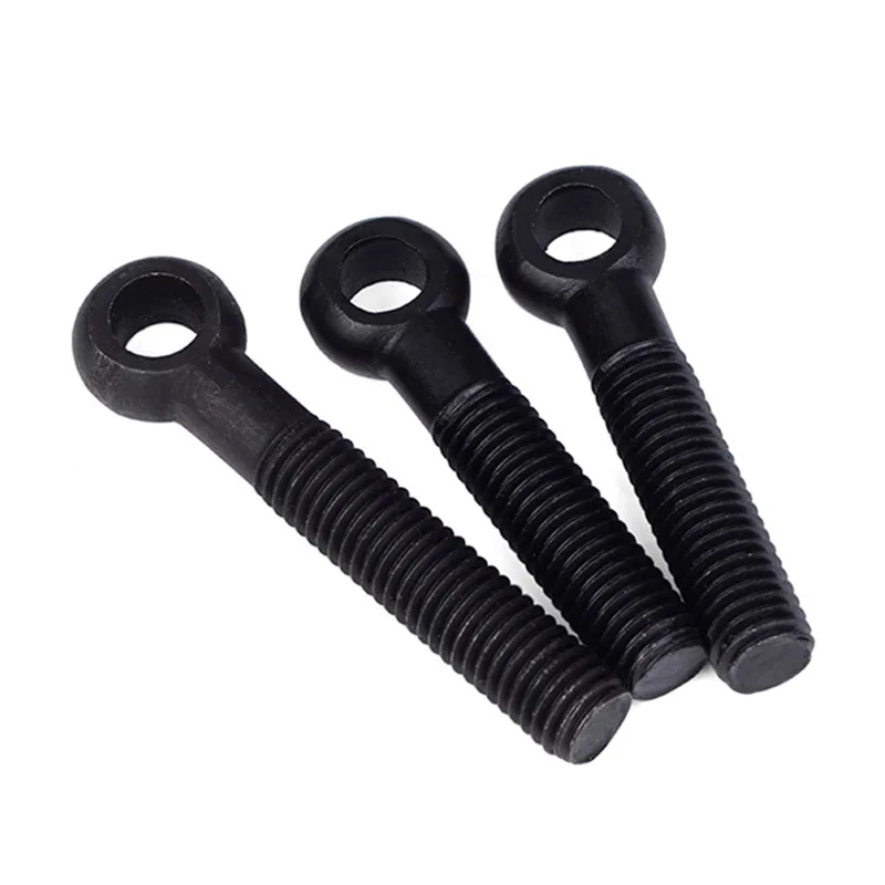 Eye Screws with round Hole M10 Steel Titanium Carbon Bolts Nuts Black Zinc Plated Finish M3 M4 Threads 16mm Length