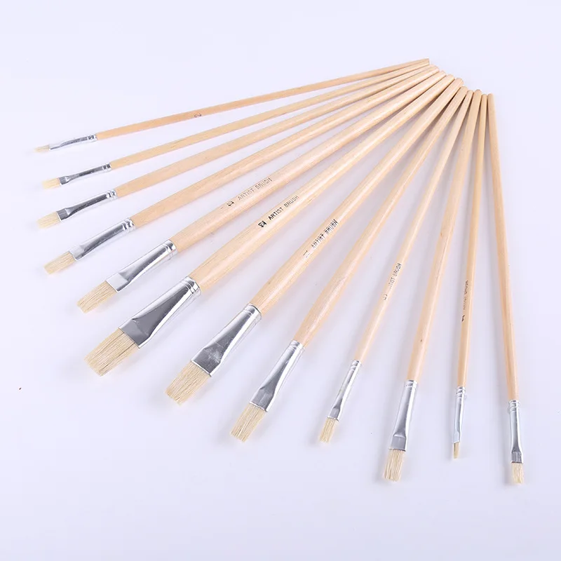 Artist 12PCS Paint Brush Set Professional Art Supplies Birch Bristles Hair Paint brushes for Acrylic Watercolor Oil Gouache Pain
