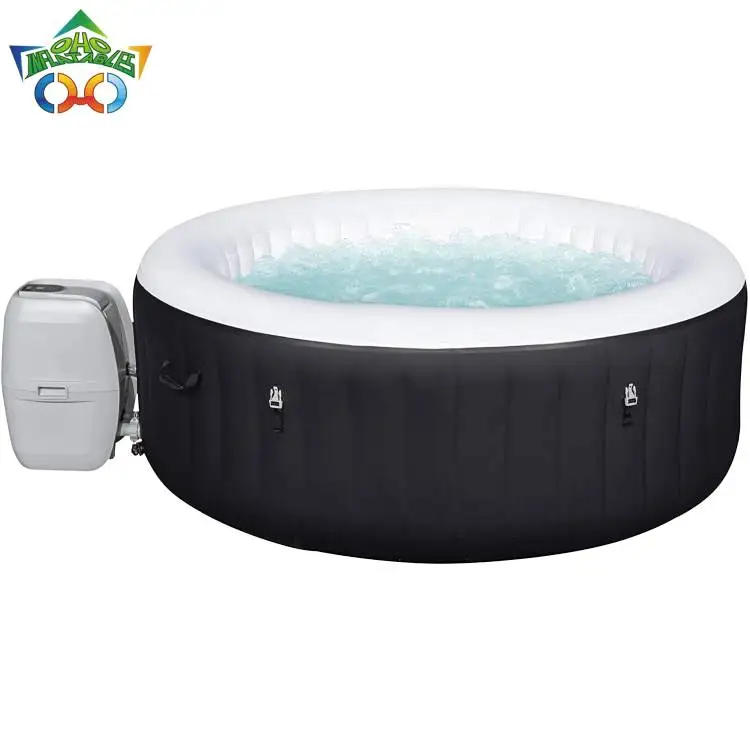 OHO Factory Price 2 4 6 Adults Round Portable Lazy Spa Outdoor Whirlpool Soft Inflatable Hot Tub with Cover Filter