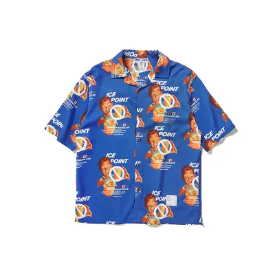 Good Quality 100% Polyester Custom Print Short Sleeve Shirts  For Men