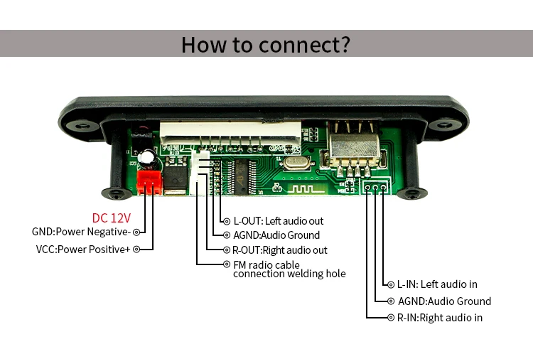 12V USB SD FM Wireless BT Blue tooth Audio MP3 Module
