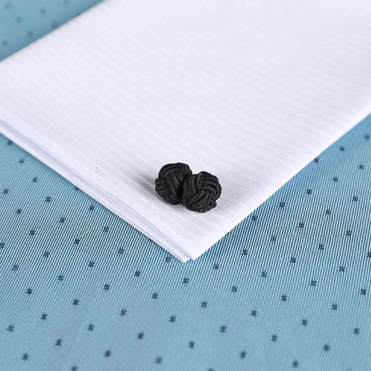 Wholesale Black Elastic Double Silk Knot Cufflinks for Men
