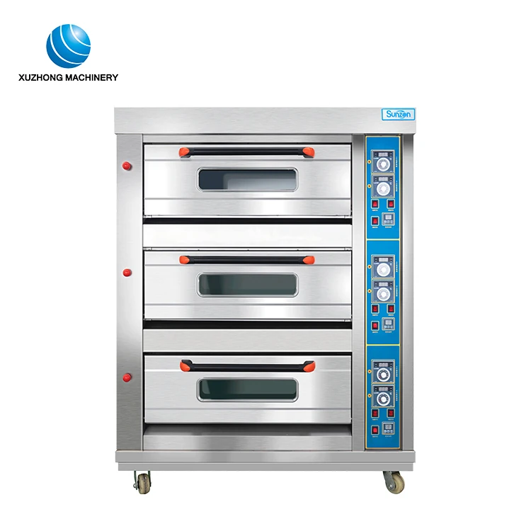 Stainless Steel  Baking Oven  3 layer 6 Trays Pizza Deck Oven For Sale  New Design Electric Pizza Baking Toaster Gas Oven