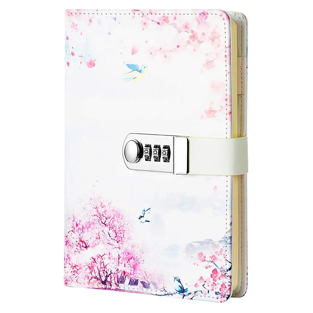 Myway A5 PU Leather Password Journal With Lock Creative Password Notebook Locking Student Handbook Notepad and Journal Diary