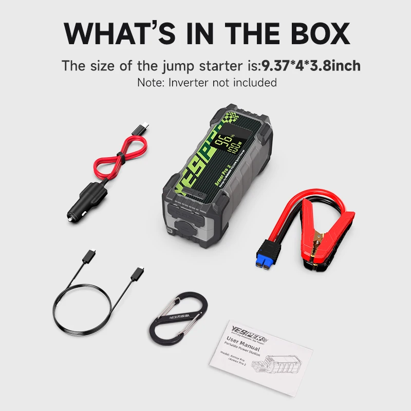 Yesper Armor pro 2 Fast Charge Lifepo4 Battery 300W car power bank station with smart LCD display for camping