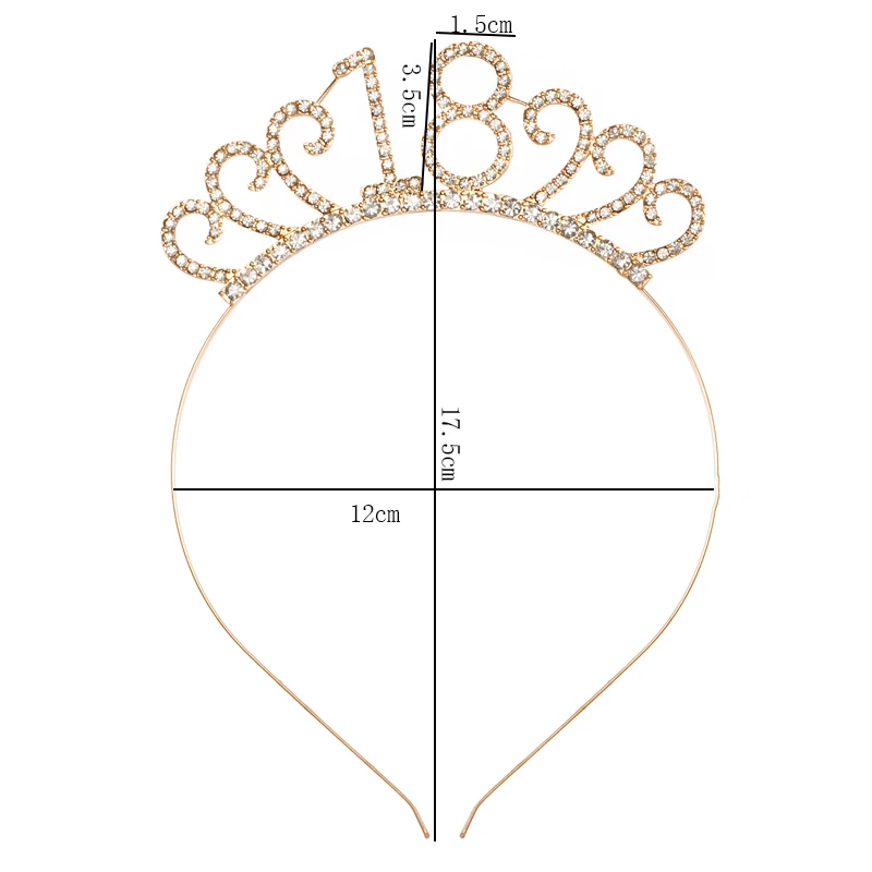 FG085 18st Girls Birthday Crown Party Supplies Rhinestone Tiara For Birthday Party Decor Crystal Birthday Headband