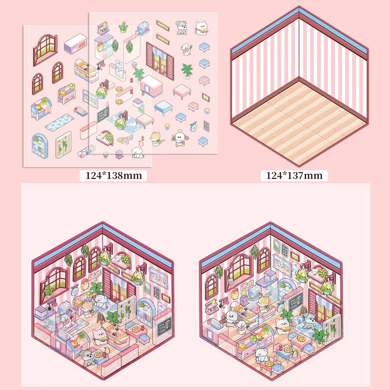 JHM Miniature Cut Scenes from Landscape Scenes Collage Sticker Book Make Your Own Flower Room Library for Kids Adults