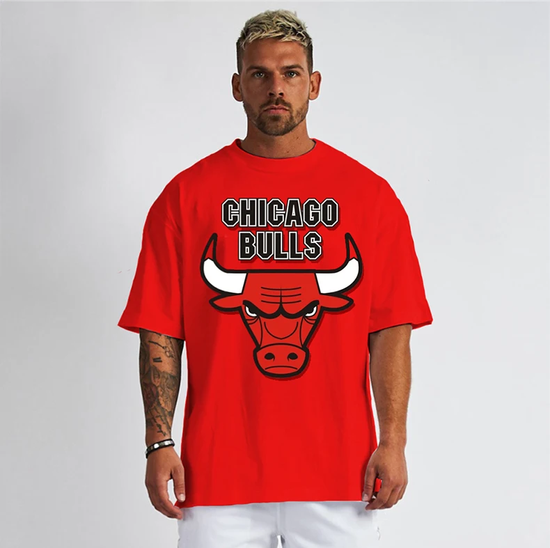 Custom plus size graphic 100% cotton print bulls t shirt for man