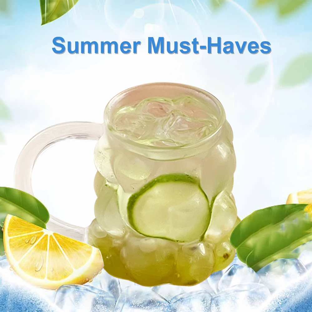 400ML Grape Shape Glass Heat Resistant Coffee Mug Teacup Transparent Breakfast Iced Juice Drink Cup Wine Beer Tumbler