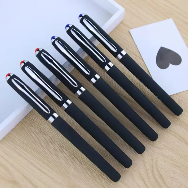High Quality Luxury Office Stationery Rubber Coated Black Plastic Company logo Gel Pen Custom logo