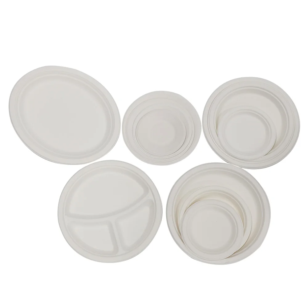 Best selling Sugarcane Pulp paper plate Dish Bagasse Tableware Eco Friendly disposable Biodegradable Bagasse Paper plate